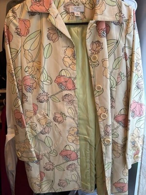 Anne Taylor Loft Petite Women's Vintage Trench Coat Size S  Chic Floral - Image 1 of 3