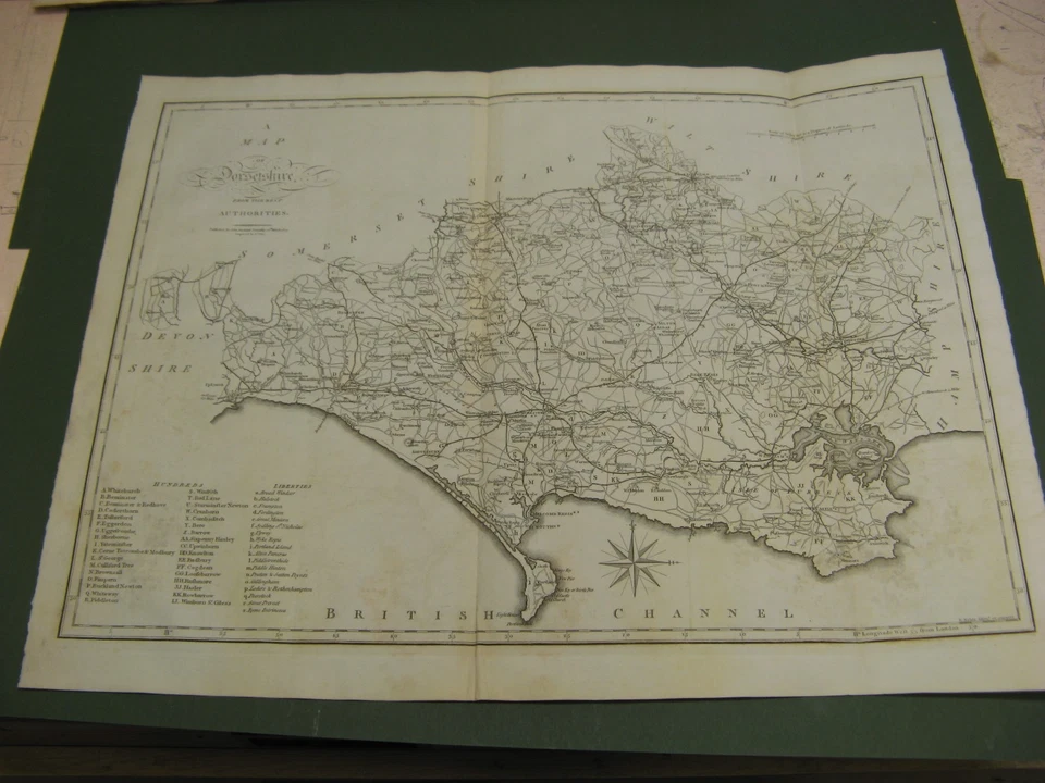 MAPA DE DORSETSHIRE GRANDE ANTIGUO 100 % ORIGINAL DE JOHN CARY POOLE PURBECK LYME Foto 1 de 1