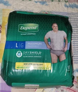Depend Fit-Flex Men's Maximum Adult Incontinence Underwear, L, Grey, 17 Count - Picture 1 of 5
