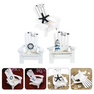 3Pcs Beach Chair Decor Summer Style Wooden Chair Decor Lovely Beach Ornaments - Picture 1 of 12