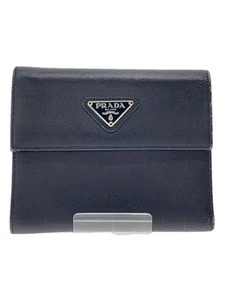 PRADA Tri-fold Wallet Leather Black - Picture 1 of 9