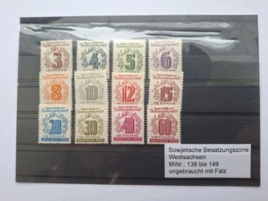 Briefmarken, SBZ - Westsachsen MiNr.: 138 bis 149, ungebraucht mit Falz - Bild 1 von 1