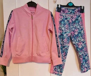 Reebok Girls Pink Floral Tracksuit Set Sportswear Jacket Leggings Age 5 Years - Picture 1 of 12