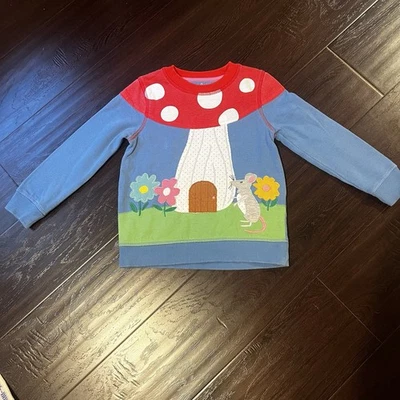 Suéter Mini Boden Rojo y Azul Champiñón Manga Larga Cottagecore Foto 1 de 4