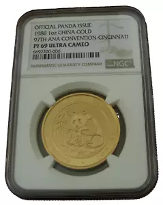 China 1988 Gold 1 oz Panda NGC PF69UC Cincinnati ANA - Picture 1 of 2