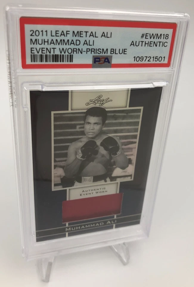 MUHAMMAD ALI  EVENT WORN 2011 LEAF METAL RARE/25 PRISM BLUE Relic PSA AUTHENTIC - Image 1 of 4