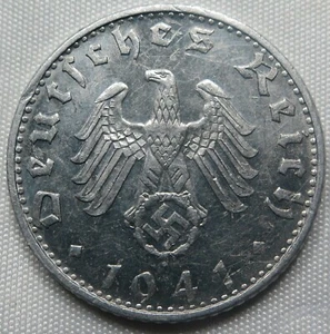 GERMANY 3rd Reich 50 Reichspfennig 1941 B Vienna Austria About UNC Swastika #B40 - Picture 1 of 2