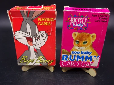 Lote de 2, De Colección Años 90 Bicicleta Zoo Baby Rummy Juego de Cartas y Looney Tunes Bugs Bunny Foto 1 de 4