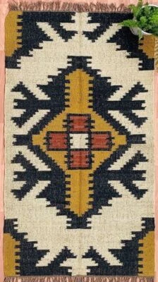 Kilim Rug Natural Handwoven Wool Jute Rug Rectengle Kilim Carpet Vintage Rug - Image 1 of 4