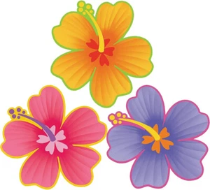 Tropical Hibiscus 3 ct Flower Cutouts - 13" x 12.88" - Picture 1 of 1