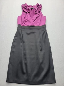 Donna Ricco Womens Dress 10 Black Purple Sleeveless V Neck Ruffled Collar Formal - Picture 1 of 12