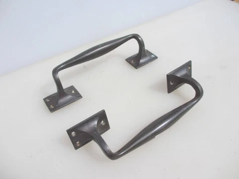 Victorian Brass Door Handles Shop Pulls Old Pub Cinema Antique Bronze Vintage 9" Cover