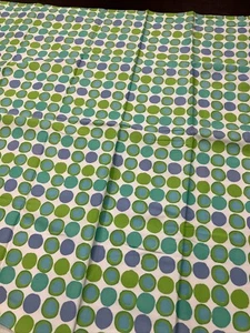 Remnant Vintage Green/Blue polka dot Cotton fabric new/old stock MCM Groovy - Picture 1 of 8