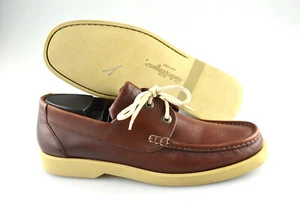 Men's SALVATORE FERRAGAMO 'Boat Shoe' Brown Leather Oxford Size US 9.5 D - Picture 1 of 6
