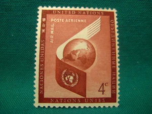UN-NY-MNH-Single-4c Airmail-Wing/Globe-Scott# C5-Issued 1957 - Picture 1 of 2