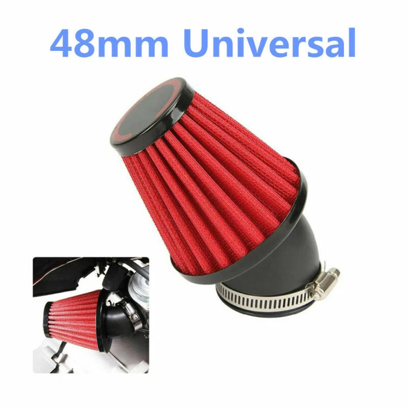 Kit de filtro de admisión de aire frío universal rojo 48 mm 3" para motocicleta coche camión Foto 1 de 4