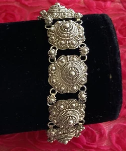 Victorian Sterling 950 Linked Bracelet 7”Lx0.6”Wx0.2”H Missing 1 Gar Wtte Argent - Picture 1 of 12