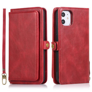 For iPhone 13 12 11 Pro Max XR XS SE 7 8 Removable Wallet Case Card Flip Cover