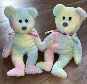 TY Beanie Baby - GROOVY the Ty Dyed Tie Dye Set Of 2 Twins - Picture 1 of 1