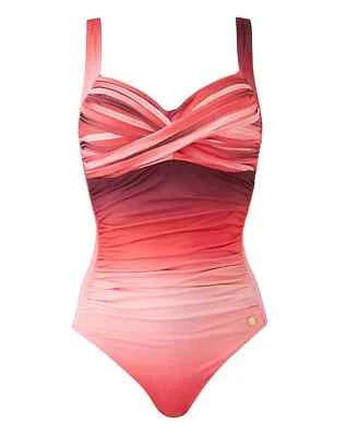 Traje de baño Sunseeker Ombre Twist talla grande UK 20D 20F 22D 22DD/E frente fruncido Foto 1 de 4