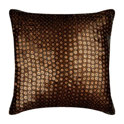 Pillow Cover Brown 16"x16", Home Decor Satin Circles & Dots - Circle On Circle - Image 1 of 3