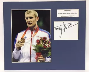 RARO Tony Jeffries Olimpiadi firmato foto display + COA AUTOGRAFO BOXE TEAM GB - Foto 1 di 2