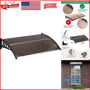 Sleek 58.5" Outdoor Window Awning: Durable Polycarbonate with Black Bracket - Picture 1 of 8