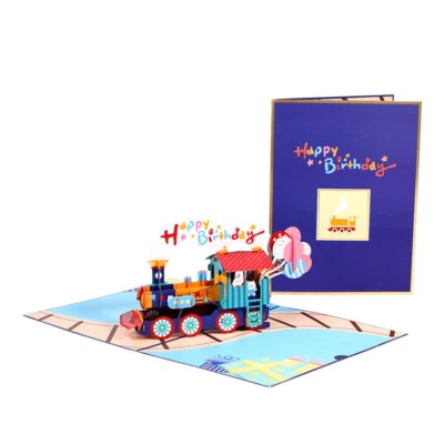 Birthday Pop Up Card - Happy Train 3D Card | Birthday | Greeting Card | 2 Styles - Image 1 of 4