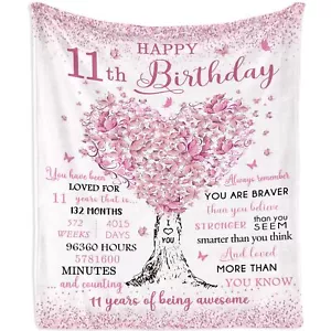 Gifts for 11 Year Old Girls Blanket 60"X50" Birthday Gifts for 11 Year Old Gi... - Picture 1 of 8