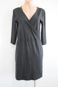 Boden Dress Womens 10R Black Mock Wrap 3/4 Sleeve Cotton jersey pockets - Picture 1 of 11