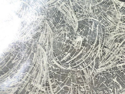 Pigskin leather suede hide XXL Wild White Sprays Pattern on Metallic Silver - Image 1 of 4