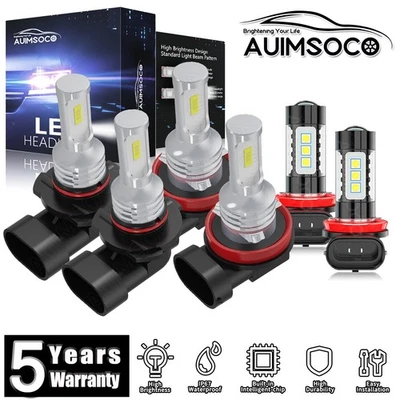 6500K For GMC Terrain 2010-2018 LED Headlight Hi/Lo Fog Beam Bulbs Super Bright - Image 1 of 4