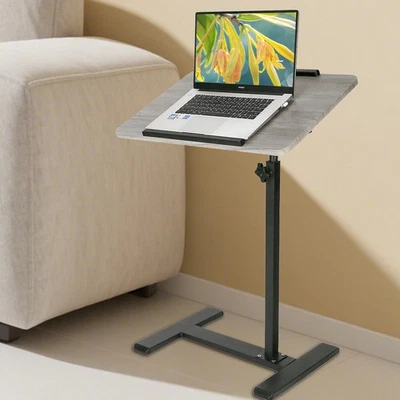 Lifting Bedside Table Height Adjustable Sofa Overbed Table C Shaped Wood Steel  - Image 1 of 4