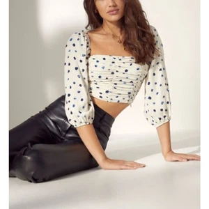 Wilfred Puffärmel gepunktet kurze Lolita Bluse Birke klassisch marineblau Large neu mit Etikett - Bild 1 von 15