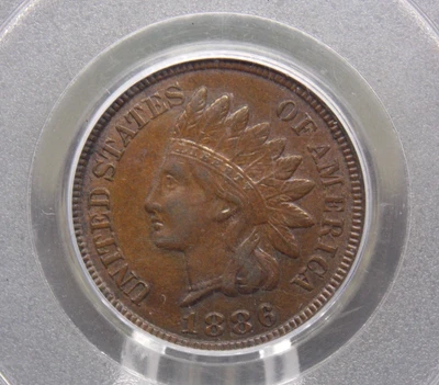 1886 Indian Head Cent *TYPE 2* Penny 1c PCGS AU50 #208 About Unc ECC&C, Inc. - Image 1 of 4