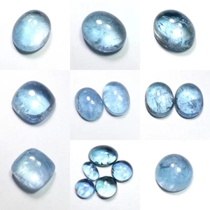 Natural Blue Aquamarine Cabochon, Loose Gemstone, Genuine Aquamarine Cabochon - Picture 1 of 64