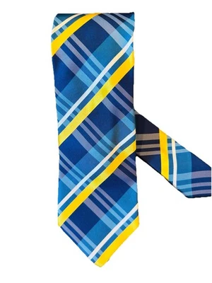 Burberry London Tie Mens Silk Blue Yellow Plaid Check Classic Necktie Italy - Image 1 of 4