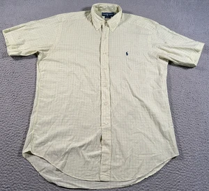 Polo Ralph Lauren camicia uomo media gialla a quadri Blake cotone con bottoni - Foto 1 di 8