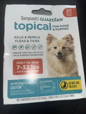 Sergeant's Guardian Flea & Tick Squeeze On for Dogs 7-33 lbs., 3 Count - Изображение 1 из 4