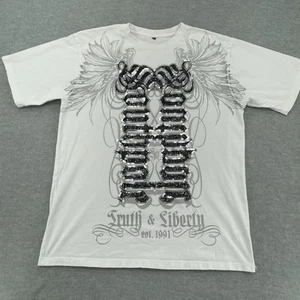 Y2K Southpole Shirt Adult XL / XXL White Embellished Studded Grunge Vintage - Picture 1 of 9