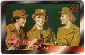 Coca-Cola '96 $2. WWII 3 Women In Uniforms (1943) Coke Card #9 of 48 Phone Card - Picture 1 of 1