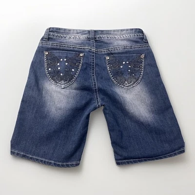 Pantalones Cortos de Jean Southpole RN 82628 Faltan Estrás Pckt Para Mujer Adolescente 9 30x8 Foto 1 de 4