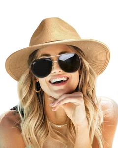 FURTALK Sonnenhüte für Damen Sommer Breite Krempe UV UPF 80+ Panama Fedora Faltbar... - Bild 1 von 6