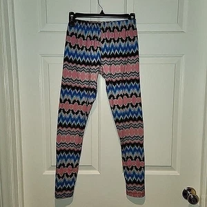 Juniors sz M 7 9 Lightweight Pink & Blue Leggings by No Boundaries - Picture 1 of 5