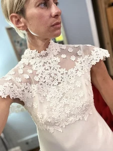 Vintage 1960s Teeny by Priscilla lace neck wedding gown DARLING X small silk - Picture 1 of 19