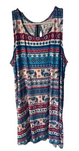 Bobbie Brooks Elephant Print Keyhole Soft Shift Sundress Size 2X - Picture 1 of 9