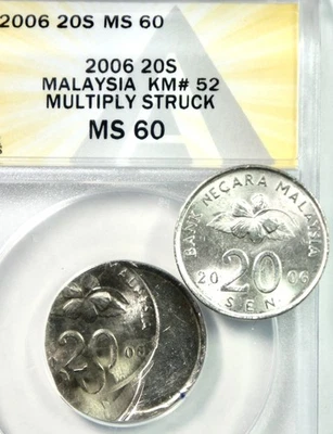 2006 Malaysia 20S KM#52 – Multi Struck – ANACS MS60 - Image 1 of 4