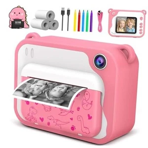 Kids Camera Instant Print 1080p Instant Camera for Kids Aged 3-12 Ink Free PINK - Picture 1 of 7