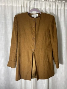 VINTAGE Jones New York LINEN Collarless Blazer Women Size 4 - Picture 1 of 8