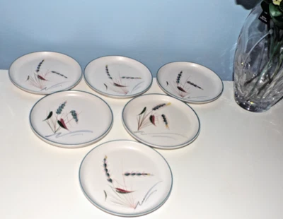 SET OF 6 Denby Greenwheat Stoneware Tea Side Plates 17cm Vintage Albert College - Image 1 of 4